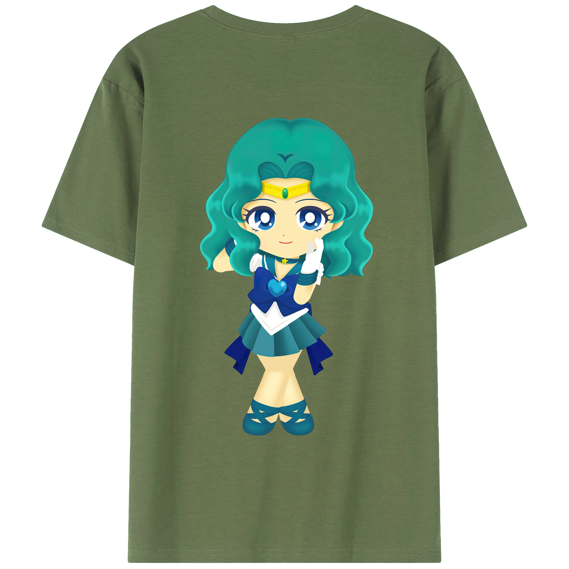 （画像用） 美少女戦士セーラームーン 海王 みちる（かいおう みちる） Sailor Moon Kaiou Michiru 綿100％ メンズ半袖Tシャツ（バックプリント） 通気性